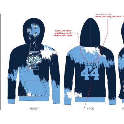 Polyester Hoodie Carolina Blue/Navy - Iowa Blitz