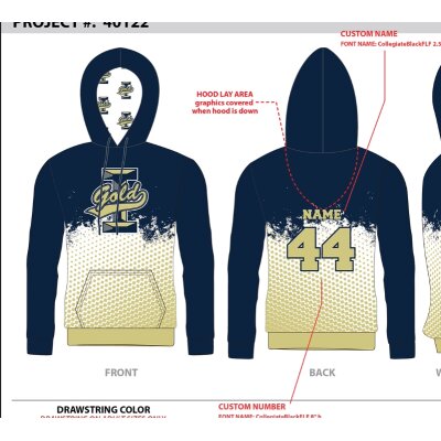 Polyester Hoodie Gold/Navy - Iowa Gold