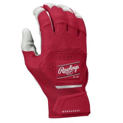 Rawlings Workhorse Baseball Batting Gloves Scarlet