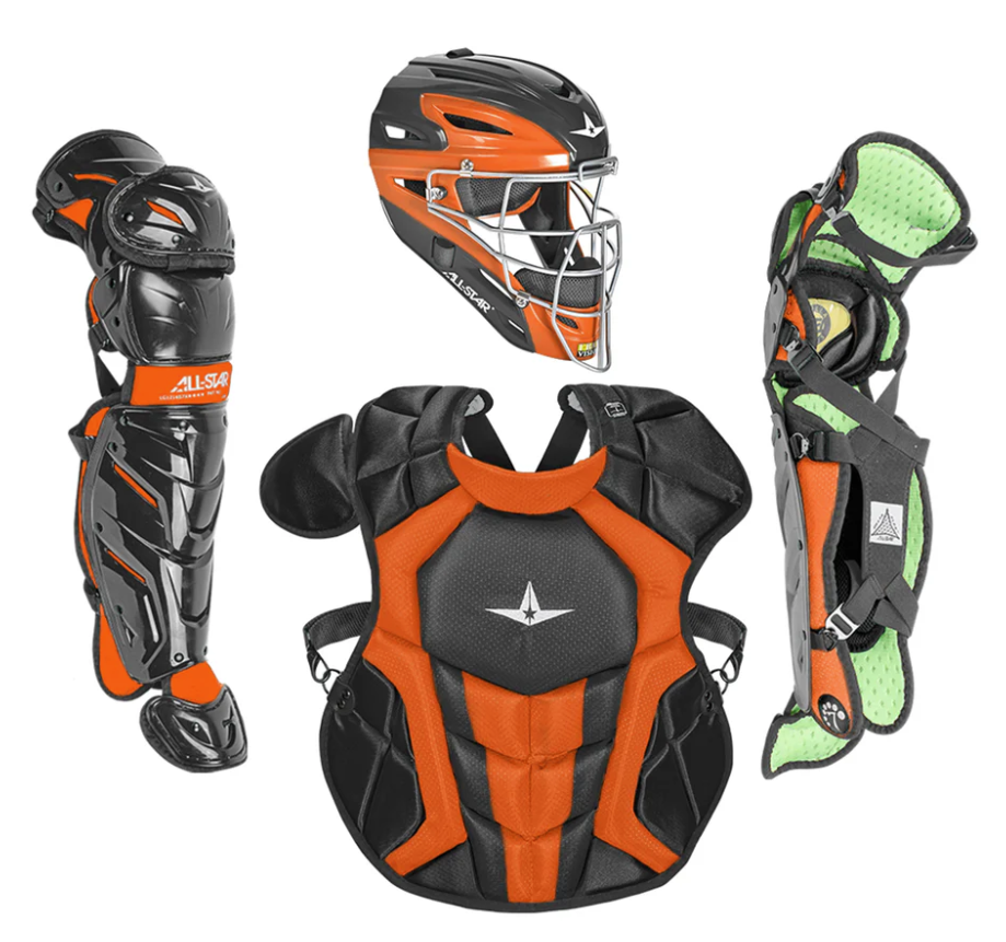 All Star Certified NOCSAE S7 Axis 12-16 Catcher's Kit Black/Orange
