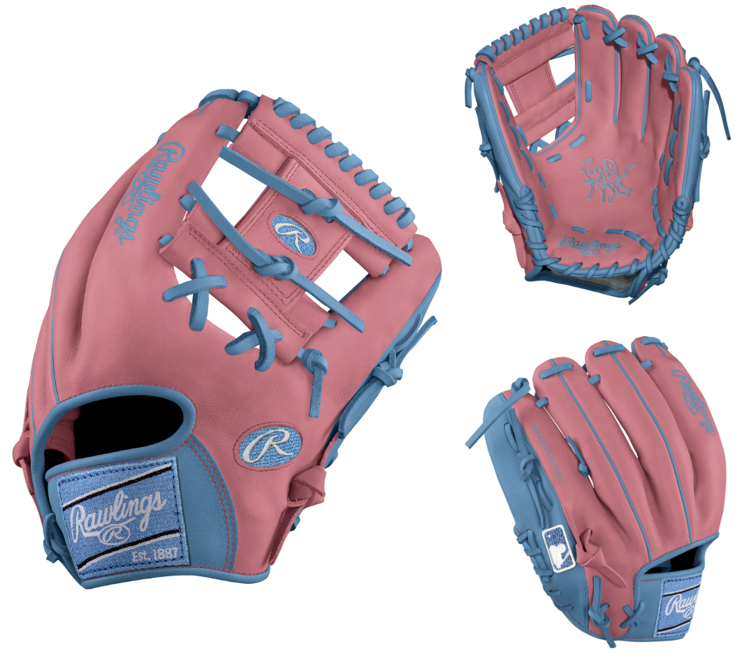 Rawlings Heart of the Hide BARN EXCLUSIVE Custom PRO204U 11.5" Pink/Carolina Blue