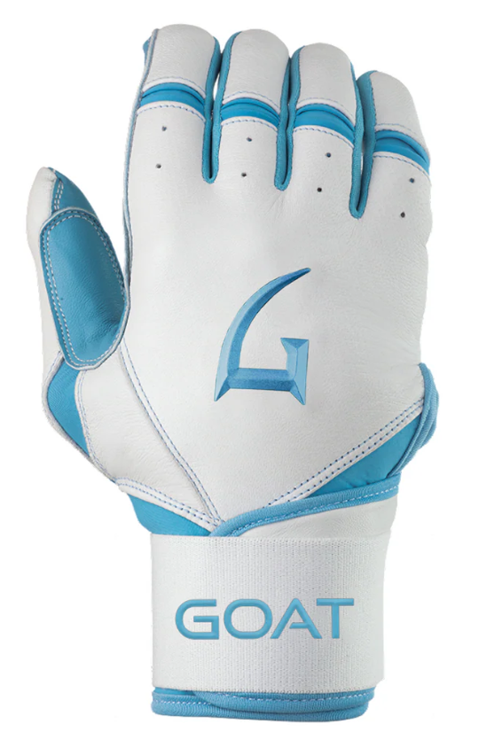 GOAThletic Origin Series Batting Gloves Long Cuff White / Electric Blue