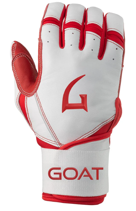 GOAThletic Origin Series Batting Gloves Long Cuff White / Red