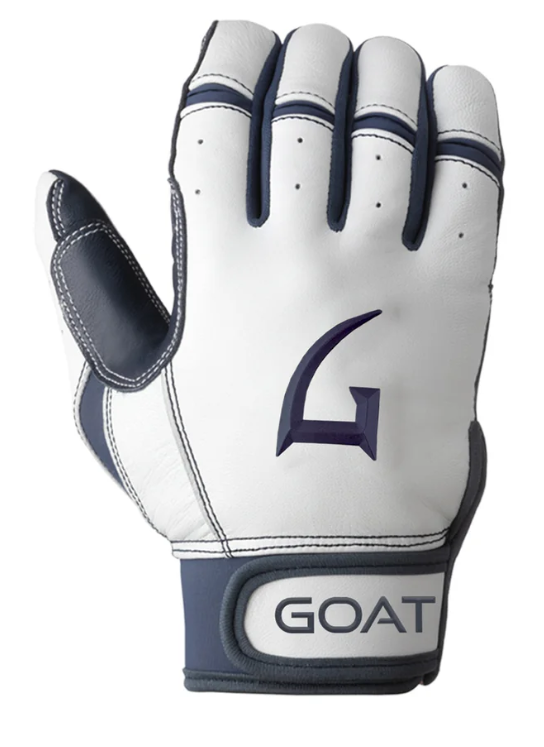 GOAThletic Origin Series Batting Gloves Short Cuff White / Navy Blue